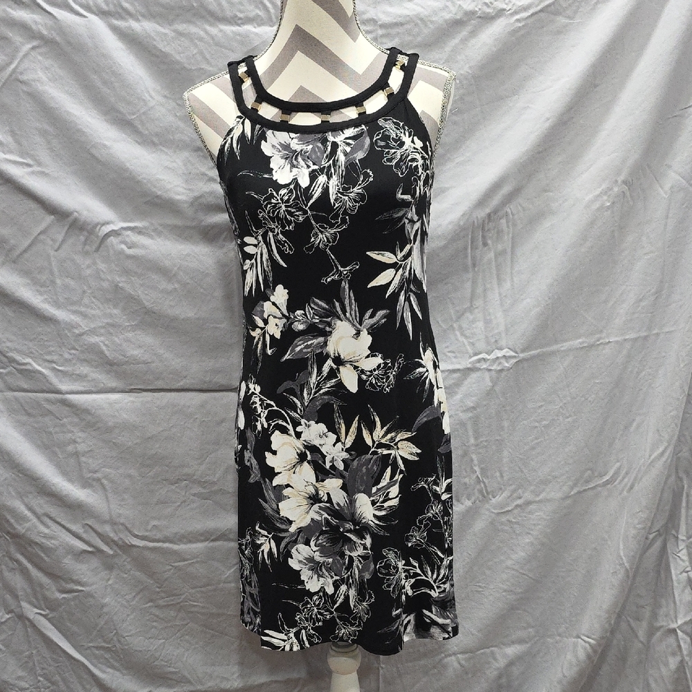 White House Black Market Black and White Halter Sundress